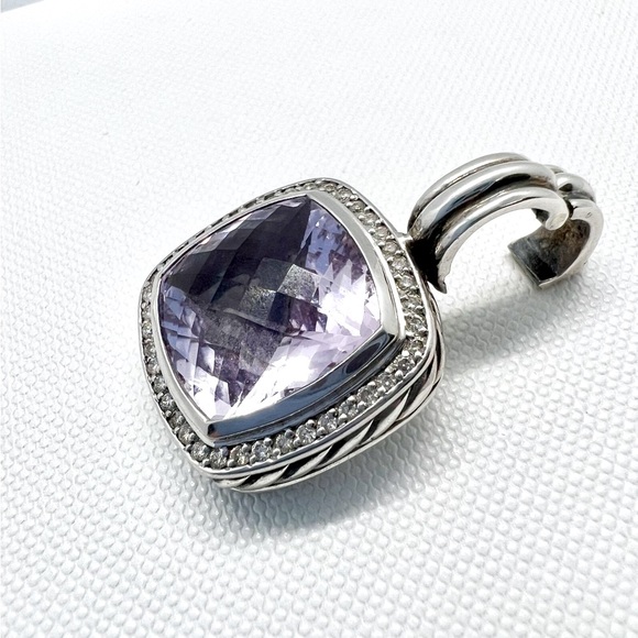 David Yurman Albion 14mm Lavender Amethyst Diamond Pendant Enhancer - Picture 13 of 14